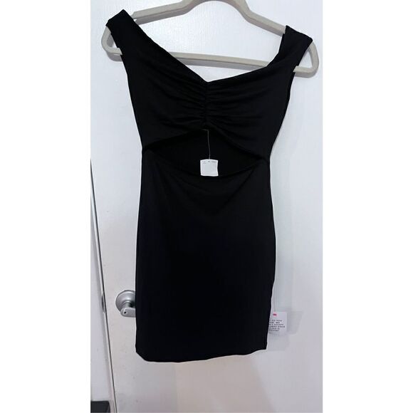 Asos DESIGN LITTLE BLACK DRESS OPEN FRONT SIZE 4 NEW WITH TAGS - Picture 5 of 14